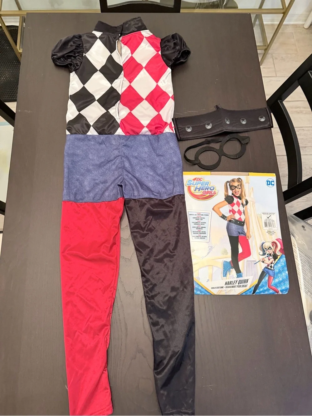 DC Harley Quinn Kids Costume - Red, Black, White size 8-10